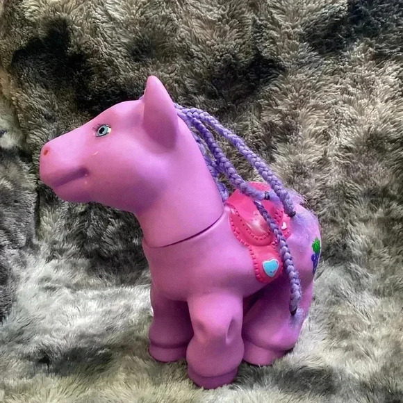 Vintage Little Pony Large Sized Purple W/ pink saddle 12" - Picture 3 of 16